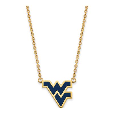 West Virginia University Gold-Plated Sterling Silver Large Enameled Pendant Necklace – view 2