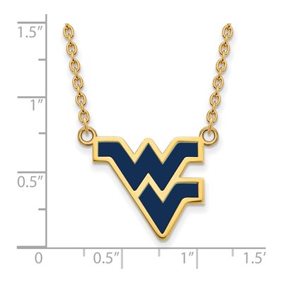 West Virginia University Gold-Plated Sterling Silver Large Enameled Pendant Necklace – view 3