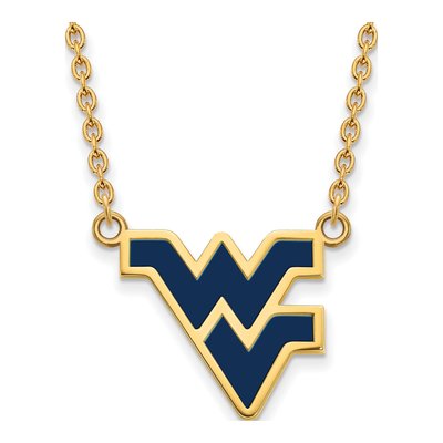 West Virginia University Gold-Plated Sterling Silver Large Enameled Pendant Necklace