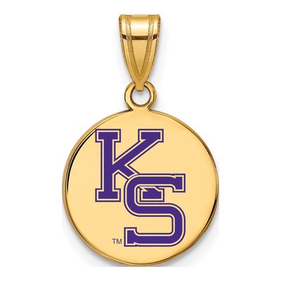 Kansas State University Gold-Plated Sterling Silver Medium Wildcats Enameled Disc Pendant