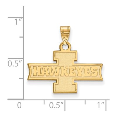 University of Iowa Gold-Plated Sterling Silver Hawkeyes Small Pendant – view 2