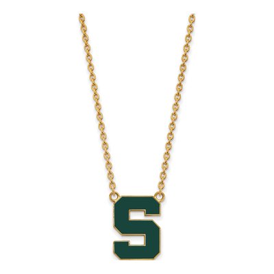 Michigan State Enamel "S" Pendant Necklace, 18 in