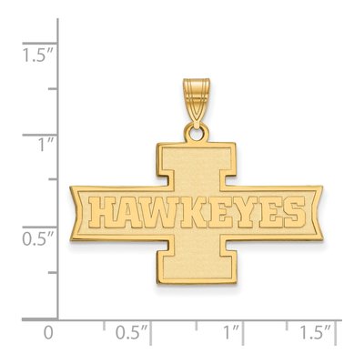 University of Iowa Gold-Plated Sterling Silver Medium Hawkeyes Pendant – view 2