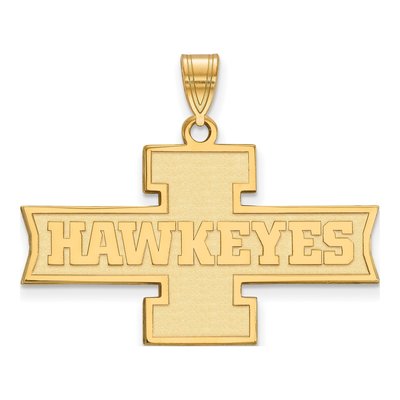 University of Iowa Gold-Plated Sterling Silver Medium Hawkeyes Pendant