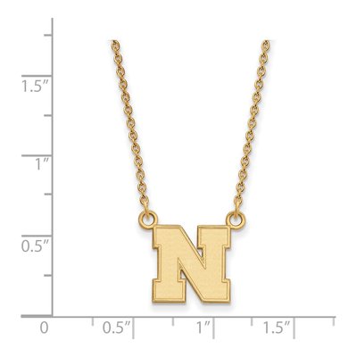 University of Nebraska Gold-Plated Sterling Silver Small Letter N Pendant Necklace – view 2