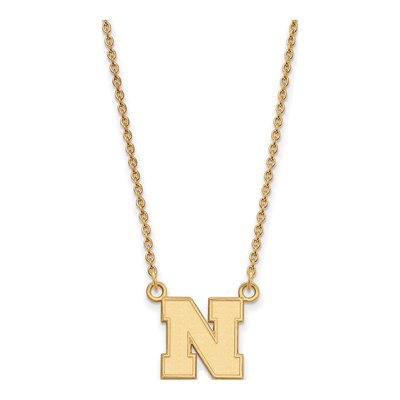 University of Nebraska Gold-Plated Sterling Silver Small Letter N Pendant Necklace