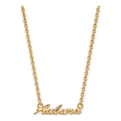 Auburn University Gold-Plated Sterling Silver Medium Script Pendant Necklace