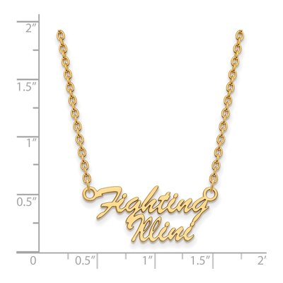University of Illinois Gold-Plated Sterling Silver Small Fighting Illini Script Necklace – view 2