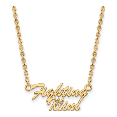 University of Illinois Gold-Plated Sterling Silver Small Fighting Illini Script Necklace