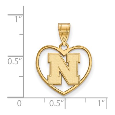 University of Nebraska Gold-Plated Sterling Silver Medium Huskers Heart Letter N Pendant – view 2