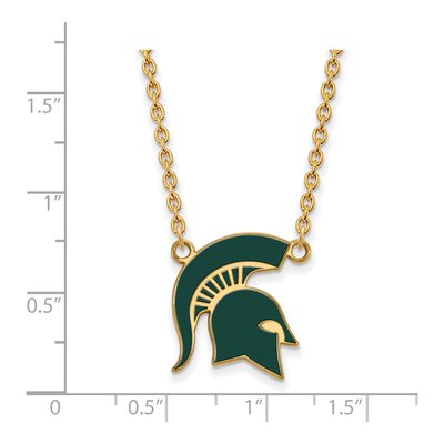 Michigan State University Gold-Plated Sterling Silver Large Spartan Pendant Necklace – view 2