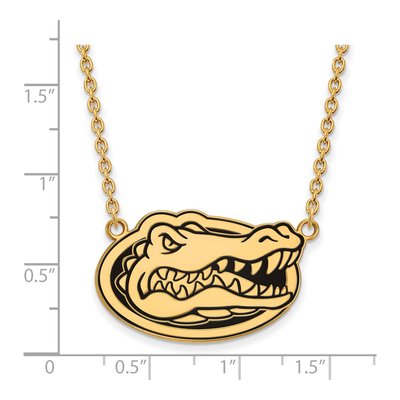 University of Florida Gold-Plated Sterling Silver Large Gator Enamel Pendant Necklace – view 2