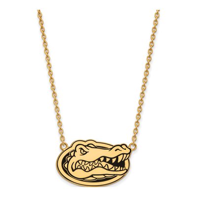 University of Florida Gold-Plated Sterling Silver Large Gator Enamel Pendant Necklace