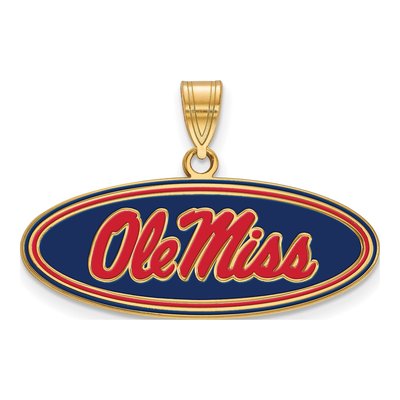Ole Miss Enameled Oval Pendant