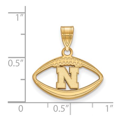 University of Nebraska Gold-Plated Sterling Silver Medium Football Letter N Pendant – view 2