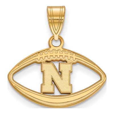 University of Nebraska Gold-Plated Sterling Silver Medium Football Letter N Pendant