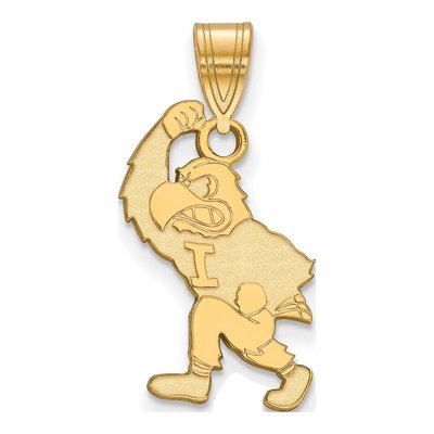 University of Iowa Gold-Plated Sterling Silver Large Hawk Mascot Pendant