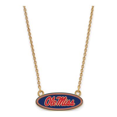 University of Mississippi Gold-Plated Sterling Silver Small Ole Miss Necklace