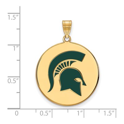 Michigan State University Gold-Plated Sterling Silver Spartan Extra Large Disc Pendant – view 2