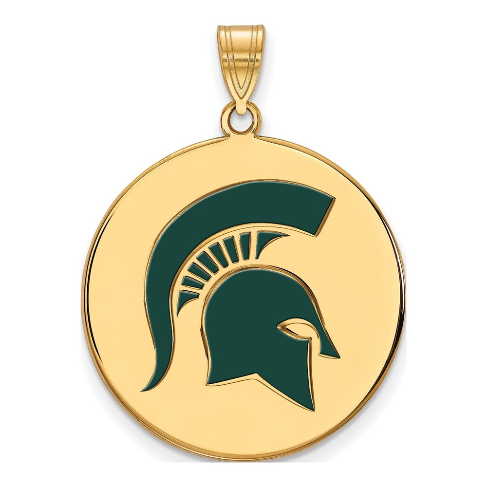 Michigan State University Gold-Plated Sterling Silver Spartan Extra Large Disc Pendant