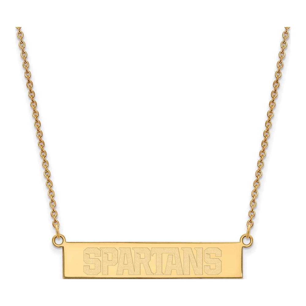 Michigan State University Gold-Plated Sterling Silver Small Spartans Bar Necklace