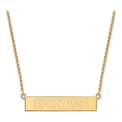 Michigan State University Gold-Plated Sterling Silver Small Spartans Bar Necklace