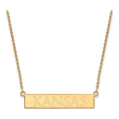 University of Kansas Gold-Plated Sterling Silver Jayhawks Small Bar Necklace