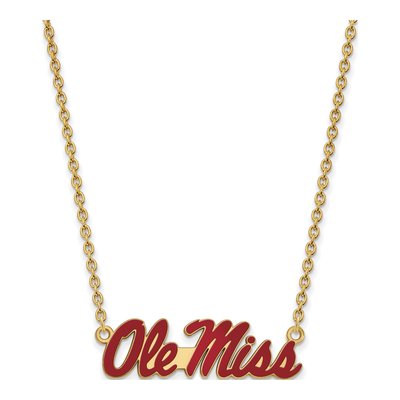 University of Mississippi Gold-Plated Sterling Silver Large Ole Miss Pendant Necklace