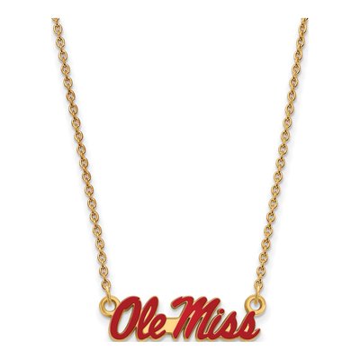 University of Mississippi Gold-Plated Sterling Silver Small Ole Miss Pendant Necklace