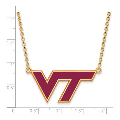 Virginia Tech Gold-Plated Sterling Silver Large V-T Pendant Necklace – view 2