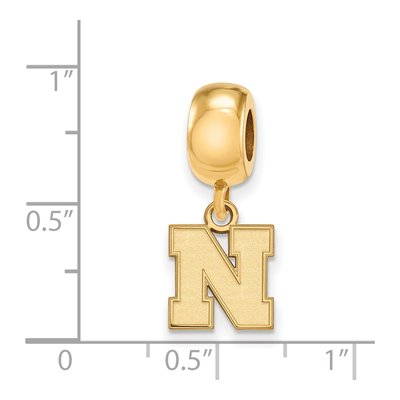University of Nebraska Gold-Plated Sterling Silver Extra Small Letter N Dangle Bead – view 3