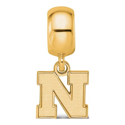 University of Nebraska Gold-Plated Sterling Silver Extra Small Letter N Dangle Bead – view 4