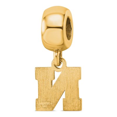 University of Nebraska Gold-Plated Sterling Silver Extra Small Letter N Dangle Bead – view 5
