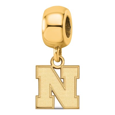 University of Nebraska Gold-Plated Sterling Silver Extra Small Letter N Dangle Bead