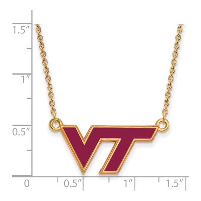 Virginia Tech Gold-Plated Sterling Silver Small V-T Pendant Necklace – view 2