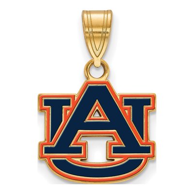 Auburn University Gold-Plated Sterling Silver A-U Enameled Pendant