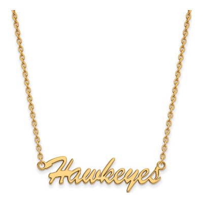 University of Iowa Gold-Plated Sterling Silver Medium Hawkeyes Script Necklace