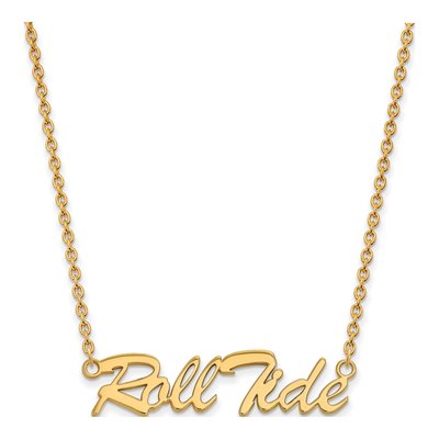 University of Alabama Gold-Plated Sterling Silver Large Roll Tide Script Pendant Necklace