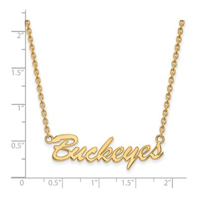 Ohio State University Gold-Plated Sterling Silver Medium Buckeyes Script Pendant – view 2