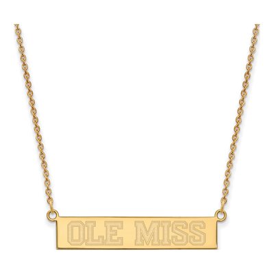 University of Mississippi Gold-Plated Sterling Silver Ole Miss Small Bar Necklace
