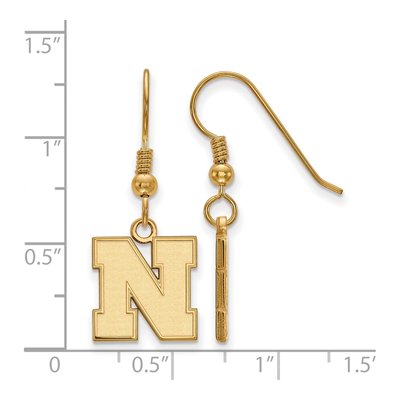 University of Nebraska Gold-Plated Sterling Silver Letter N Earrings – view 2