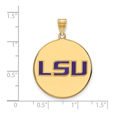 Louisiana State University Gold-Plated Sterling Silver LSU Extra Large Enamel Disc Pendant – view 2