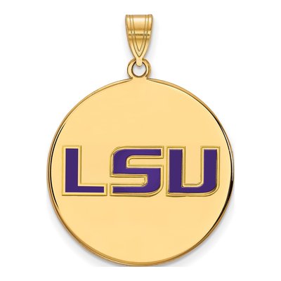 Louisiana State University Gold-Plated Sterling Silver LSU Extra Large Enamel Disc Pendant