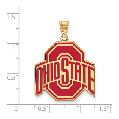 Ohio State University Gold-Plated Sterling Silver Buckeyes Extra Large Enamel Pendant – view 2