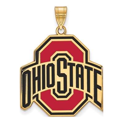 Ohio State University Gold-Plated Sterling Silver Buckeyes Extra Large Enamel Pendant