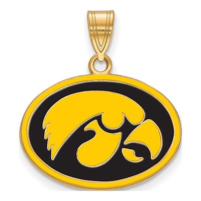 University of Iowa Gold-Plated Sterling Silver Medium Hawk Pendant
