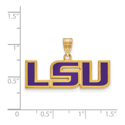 Louisiana State University Gold-Plated Sterling Silver Medium LSU Enameled Pendant – view 2