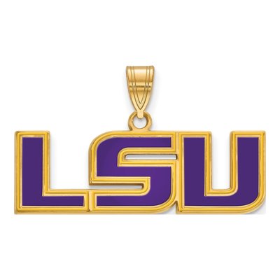 Louisiana State University Gold-Plated Sterling Silver Medium LSU Enameled Pendant