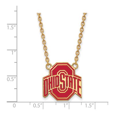 Ohio State University Gold-Plated Sterling Silver Large Enamel Pendant Necklace – view 2