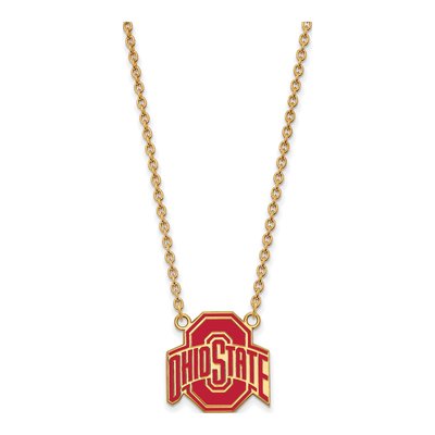 Ohio State University Gold-Plated Sterling Silver Large Enamel Pendant Necklace